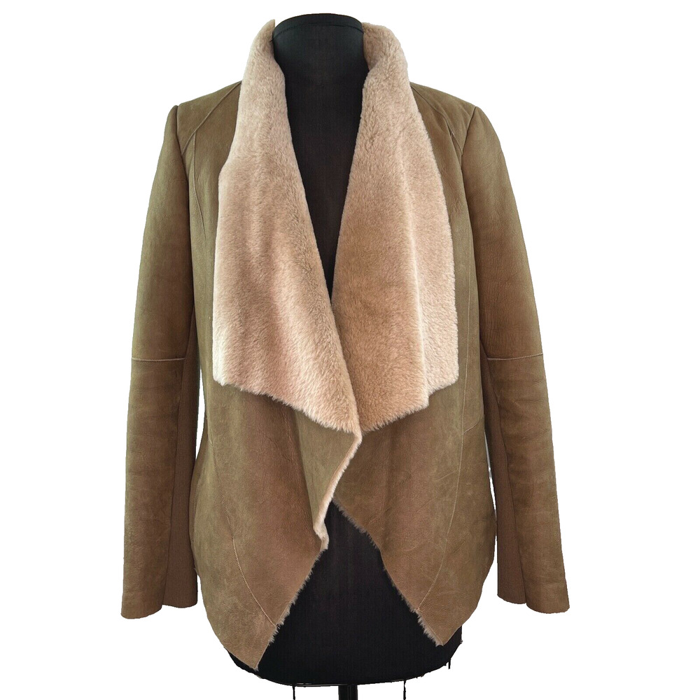VINCE Cascade Genuine Shearling Jacket Coat Brown Taupe Sz Small S $1475